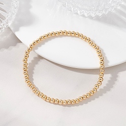 Настоящее золото 14K Латунные браслеты из эластичных бусин для женщин, круглые, реальный 14 k позолоченный, внутренний диаметр: 2.28 дюйм (5.8 см)