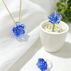 Bleu Royal Main bagues de Murano, fleur, bleu royal, 17mm