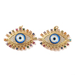 Синий Стойка металлическая латунная микропрофилированная кубическая циркония подвески, со стеклом, с целью перехода в кольце, долговечный, злые глаза, реальный 18 k позолоченный, синие, 29x38x6.5 мм