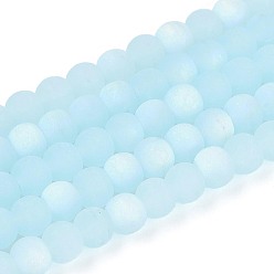 Светло-Голубой Нити стеклянных бусин с имитацией матового нефрита, круглые, с половиным покрытием, AB цвет, Небесно-голубой, 4~4.5 мм, отверстие : 0.6 мм, около 97~100 шт / нитка, 14.76~15.16'' (37.5~38.5 см)
