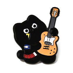 Guitar Эмалированные значки с котом-музыкантом, Значок из черного сплава для рюкзака для одежды, песчаный коричневый, гитар, 33x30 мм