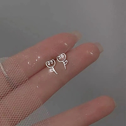 Цветок Сплав серьги для женщин, с 925 стерлинговым серебром, цветок, 14.5 мм