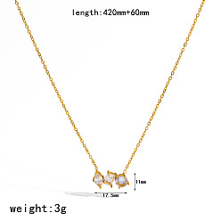 Rectangle 304 Colliers pendentifs en acier inoxydable sertis de zirconiums cubiques transparents pour femmes, or, rectangle, 16.54 pouce (42 cm), pendentif: 11x17.5 mm