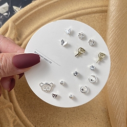 Платина 7 пары антикоррозийных изысканных комплектов серег-гвоздиков из сплава с латунной булавкой для девушек и женщин, разнообразные, платина, Размер упаковки: 75x75 mm