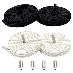 Mixed Color 4 Sets Stretch Yarn Shoelaces, with Alloy Aglets, Platinum, Black & White, Mixed Color, 1010x6.5x1mm