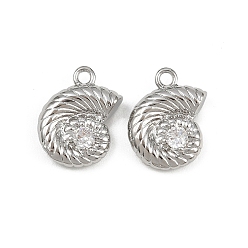 Платина Латунные микро проложить кубического циркония подвески, подвески в форме ракушек, платина, 14.5x10.5x4 мм, отверстие : 1.6 мм