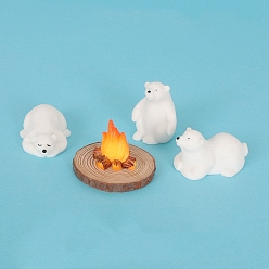 (52) Непрозрачная лаванда Креативные миниатюрные милые наборы для украшения кукольного домика, смола и дерево блокируют семью медведей с огнем, разноцветные, 50x32x20 мм