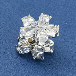 Серебро Латунные кристалл горный хрусталь бисер, без кадмия и без свинца, цветок, для браслетов и серьги, серебряные, 11.5x8.5 мм, отверстие : 1.2 мм