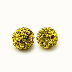 Цитрин Бусины со стразами, полимерная глина , класс А, круглые, п.п. 15, цитрин, 14 мм, отверстие : 1.5 мм, С. 15 (2.1~2.2 мм)