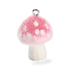 Светло-Вишневый Подвески из непрозрачной смолы, миниатюрные 3d подвески в виде грибов-мухоморов, с платиновыми тоновыми железными петлями, светло-вишневый, 29x19 мм, отверстие : 2 мм