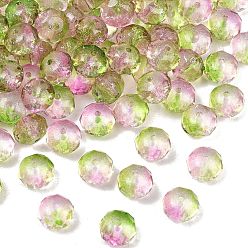 Olive Drab Two-Tone Transparent Acrylic Beads, Rondelle, with Glitter Powder, Faceted, Olive Drab, 10x8mm, Hole: 1.6mm, about 980pcs/500g