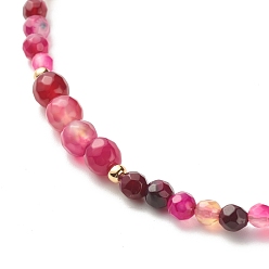 Cerise Natural Pearl Beaded Necklace, Round Natural Striped Agate Reiki Beads Necklace for Women, Golden, Cerise, 16 inch(40.5cm)
