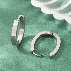 Stainless Steel Color 201 Stainless Steel Hoop Earrings, Oval, with 304 Stainless Steel Pin, Stainless Steel Color, 21.5x16.5x3mm