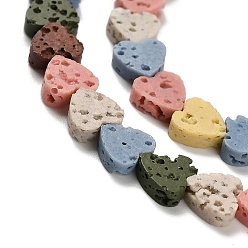 (52) Непрозрачная лаванда Нити синтетических бусин, окрашенных в лавовый камень, сердце, разноцветные, 6.5x6.5x2.5 мм, отверстие : 1 мм, около 63~64 шт / нитка, 14.57''~14.96'' (37~38 см)