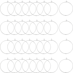 Платинированный 50шт. долговечные латунные серьги-кольца с покрытием, кольцо, Реальная платина, 21 датчик, 31x0.7 мм
