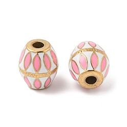 Pink 304 из нержавеющей стали эмаль бисер, баррель, реальный 18 k позолоченный, вакуумное покрытие pvd, розовые, 13x11.5 мм, отверстие : 3 мм
