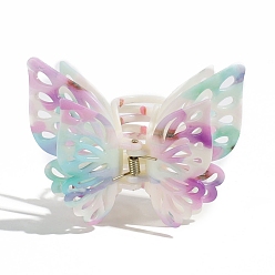 Светло-Голубой Акриловые заколки для волос на когтях, трехслойная полая бабочка, Небесно-голубой, 75x95 мм