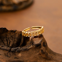 Золотой 304 открытые кольца манжеты из нержавеющей стали, китайские медные монеты, золотые, 15~20 мм