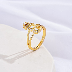 Letter E Латунные микро проложить пальцев кольца кубического циркония, без кадмия, без никеля и без свинца, для женщин, Письмо E, размер США 3 (14 мм)