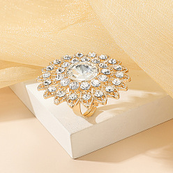 Кристалл Кольца для пальцев из сплава и страз в этническом стиле, цветок, кристалл, внутренний диаметр: 17 мм