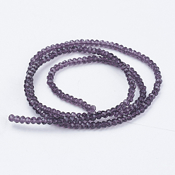 Indigo Transparent Glass Beads Strands, Faceted, Rondelle, Indigo, 3x2mm, Hole: 0.5mm, about 160~165pcs/strand, 15.35 inch~15.75 inch(39~40cm)