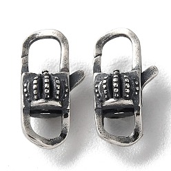Antique Silver 925 Thailand Sterling Silver Lobster Claw Clasps, Crown, Antique Silver, 15x7.5x6mm, Hole: 3.5x3.5mm
