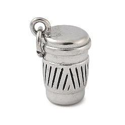 Нержавеющая Сталь Цвет 304 прелести нержавеющей стали, с целью перехода в кольце, очарование кофейной чашки, цвет нержавеющей стали, 13.5x10x8 мм, отверстие : 5.5 мм