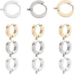 (52) Непрозрачная лаванда 12 шт. 3 цвета 304 фурнитура для сережек-колец из нержавеющей стали, с вертикальной петлей, кольцо, разноцветные, 15.5x14x3 мм, отверстие : 1.6 мм, штифты : 1 мм, 4 шт / цвет