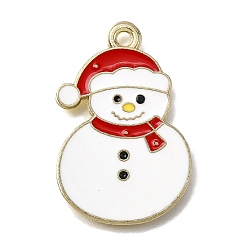Снеговик Подвески из эмали и сплава, золотые, Рождественская серия, снеговик, 26x17x1 мм, отверстие : 1.6 мм