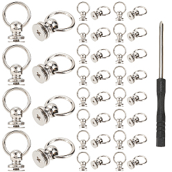 Платина Заклепки из сплава, с железной отверткой, платина, 19 мм, отверстие : 10 мм, Кольцо: 13x1.5 mm, Винт: 3x5x8 мм