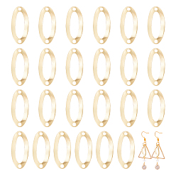 Настоящее золото 18K 24 шт. латунные подвески для разъемов, без кадмия и без свинца, овальные связи, реальный 18 k позолоченный, 17.5x8.5x1 мм, отверстие : 1.4 мм