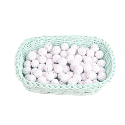 Белый Бусины из ткани ручной работы, дерева, покрытого шерстью, круглые, белые, 20 мм