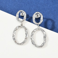 Нержавеющая Сталь Цвет 304 овальные серьги-гвоздики из нержавеющей стали с подвесками, цвет нержавеющей стали, 40x17 мм