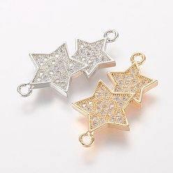 (52) Непрозрачная лаванда Латунные микро проложить кубических ссылки циркония, звезда, разноцветные, 25x13x2 мм, отверстие : 1 мм