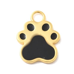 Paw Print 925 Подвески из стерлингового серебра с черной эмалью, золотые, с печатью 925, отпечаток лапы, 15x11.5x1.5 мм, отверстие : 2.5 мм