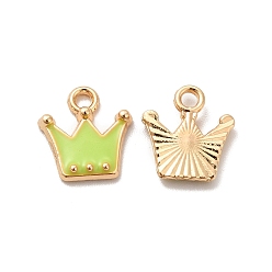 Зелено-Желтый Панданы из сплава эмали, без свинца и без кадмия, золотой свет, корона очарование, зеленый желтый, 12x11x2 мм, отверстие : 1.8 мм