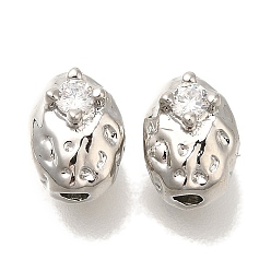 Платина Латунные микро проложить кубического циркония бусы, овальные, платина, 8.5x6x7 мм, отверстие : 1.6 мм