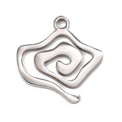 Stainless Steel Color 201 Stainless Steel Charms, Spiral Charms, Stainless Steel Color, 15x14.5x1mm, Hole: 1.5mm