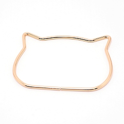 Light Gold Iron Bag Handles, for Handmade Bag Handbags Purse Handles Replacement, Cat Head, Light Gold, 8.5x11.25x0.4cm, Inner Diameter: 8x10.5cm