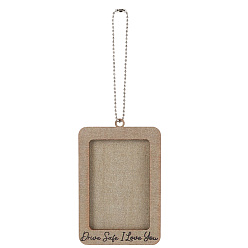 Античный Белый Прямоугольник с надписью «Езжай безопасно, я люблю тебя» деревянная подвесная фоторамка, с цепями железный шар, для подвесного украшения на зеркало заднего вида автомобиля, старинный белый, 197 мм