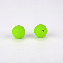 Lawn Green Round Silicone Focal Beads, Chewing Beads For Teethers, DIY Nursing Necklaces Making, Lawn Green, 15mm, Hole: 2mm