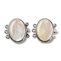 Папайя Оранжевый Белая застежка-ракушка, с петлями из сплава, овальные, papayawhip, 27x27x5.5~6.5 мм, отверстие : 2 мм