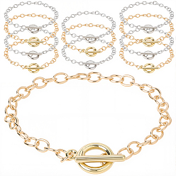 Платиновый & Золотой 12шт. 2 Браслеты-цепочки из сплава с кабелем и цветами для женщин и мужчин, платиной и золотом, 7-1/2 дюйм (19 см)