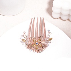 Свет Колорадо Топаз Сплавочная гребенка со стразами для волос , цветок, аксессуары для волос для женщин и девочек, свет Колорадо Топаз, 90x68 мм