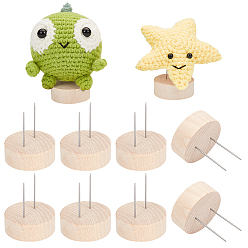 Плоский Круглый Деревянная подставка для основания вязаной крючком куклы, с 304 штифтов из нержавеющей стали, плоско-круглые, 3.9x4.65 см