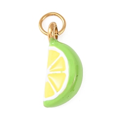 Лимон 304 подвески из нержавеющей стали, с эмалью, с целью перехода в кольце, золотые, лимон, 19x9x5.5 мм, отверстие : 4 мм