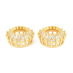 Настоящее золото 18K Корончатая латунь, прозрачный кубический цирконий, европейские бусины, бусины с большим отверстием, без кадмия и без свинца, стойки покрытие, долговечный, реальный 18 k позолоченный, 15x7 мм, отверстие : 8 мм