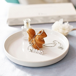 Squirrel Круглые фарфоровые тарелки для украшений, лоток для хранения колец, , серьга, белка, 170x55 мм