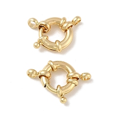 Real 18K Gold Plated Brass Spring Ring Clasps, Real 18K Gold Plated, 13x5mm, Hole: 3mm