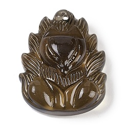 Коричневый Стеклянные подвески, лиса прелести, кофе, 30x24x10 мм, отверстие : 1 мм